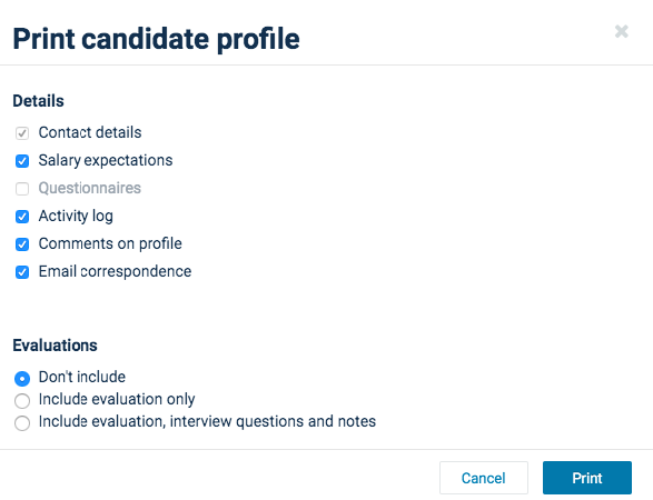 Print a candidates card from the Comeet ATS hiring software