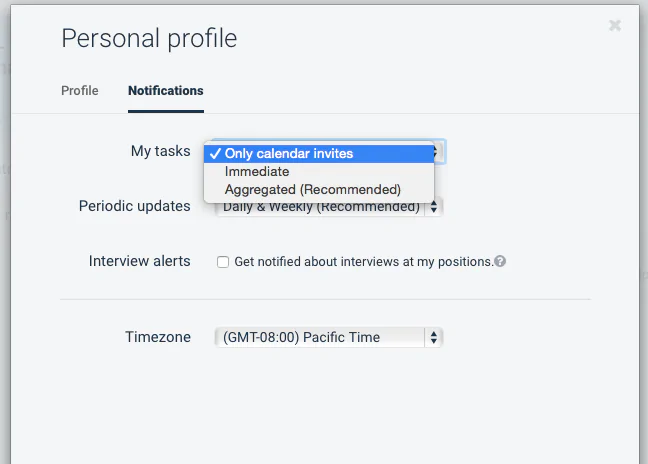 Setting email notification preferences